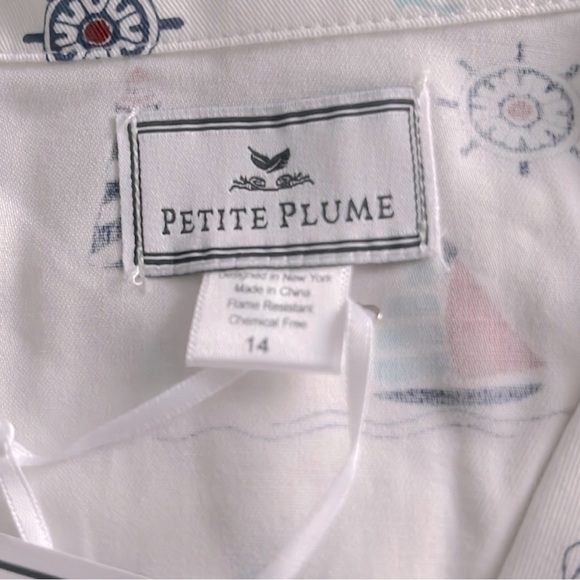 Petite Plume Girls Flame Resistant Chemical Free Nautical Pajama Set Size 14 - Picture 4 of 6